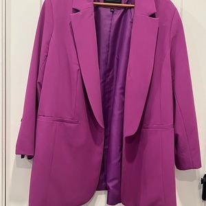Pink open roll sleeve blazer